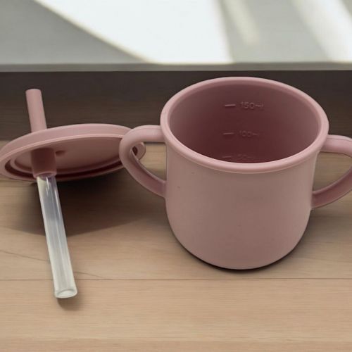 Поїлка силіконова 2 в 1, 150 мл (рожева)