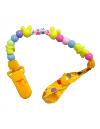 Кліпса для пустушки з бусинами (помаранчева)