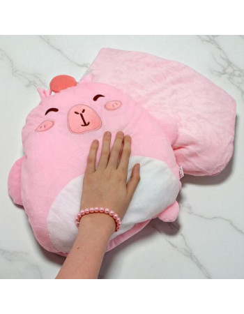 Мʼяка іграшка Капібара з пледом 26 см (Рожева)