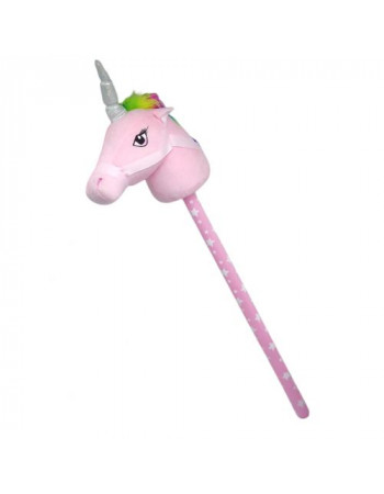 Єдиноріг на паличці мʼякий, 70 см, зі звуком (рожевий)
