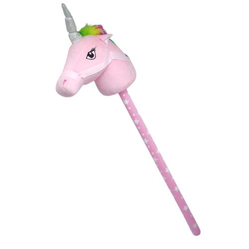 Єдиноріг на паличці мʼякий, 70 см, зі звуком (рожевий)