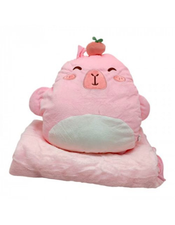 Мʼяка іграшка Капібара з пледом 26 см (Рожева)