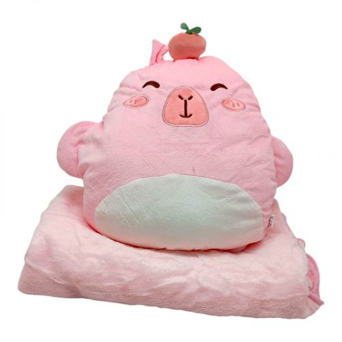 Мʼяка іграшка Капібара з пледом 26 см (Рожева)