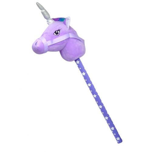 Єдиноріг на паличці мʼякий, 70 см, зі звуком (бузковий)