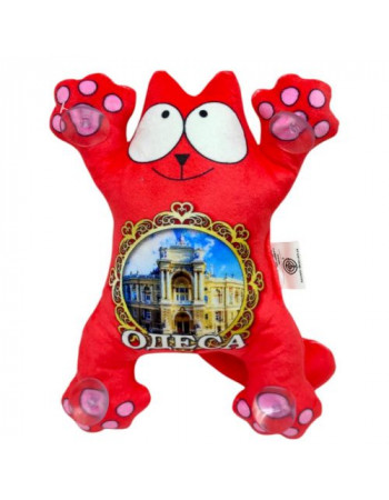 Котик Саймон на присосках 24 см ОДЕСА (ЧЕРВОНИЙ)