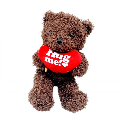 М`яка іграшка “Ведмедик”, висота 22см, сердечко, сидяча, пластикові очі (КОРИЧНЕВИЙ)