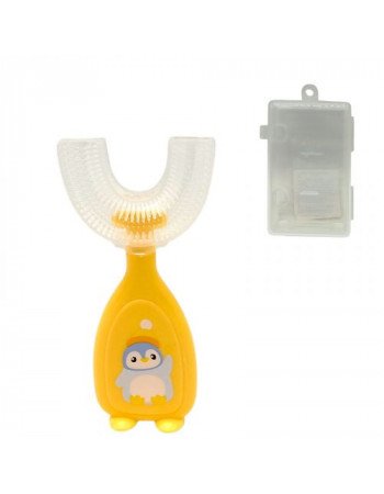 Дитяча зубна щітка-капа в футлярі (ЖОВТА)