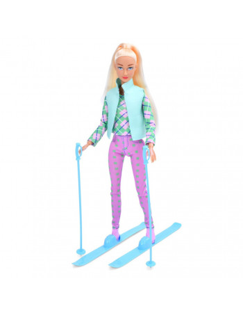 Детская кукла 'Лыжница' 8520(Turquoise) бирюзовый, шарнирная 29 см