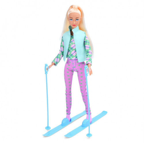 Детская кукла 'Лыжница' 8520(Turquoise) бирюзовый, шарнирная 29 см