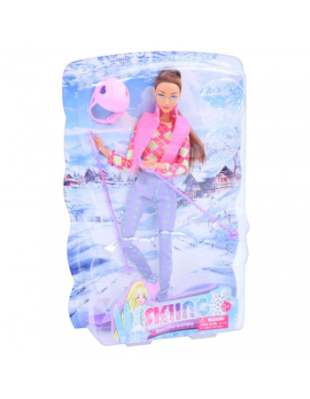 Детская кукла 'Лыжница' 8520(Pink) розовый, шарнирная 29 см