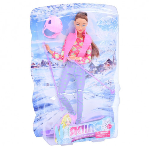 Детская кукла 'Лыжница' 8520(Pink) розовый, шарнирная 29 см