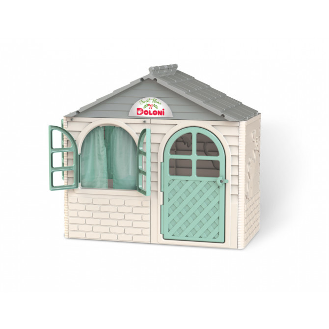 Ігровий Будиночок зі шторками Doloni Toys 02550/15 Біло-Бірюзовий