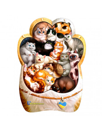 Дерев'яний пазл-вкладиш 'Котики-муркотики' Ubumblebees (ПСФ133) PSF133