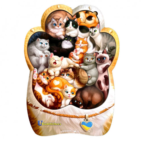 Дерев'яний пазл-вкладиш 'Котики-муркотики' Ubumblebees (ПСФ133) PSF133