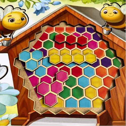 Дерев'яний пазл-вкладиш 'Веселі бджілки' Ubumblebees (ПСД165) PSD165 сортер-тетріс