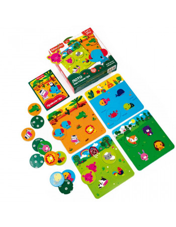 Гра настільна 'Fisher Price. Лото. Вивчаємо тварин' VT2910-01, 4 гральні поля