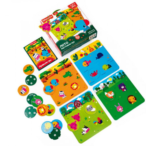 Гра настільна 'Fisher Price. Лото. Вивчаємо тварин' VT2910-01, 4 гральні поля