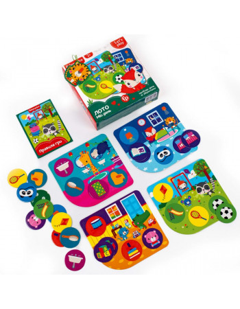 Гра настільна 'Fisher Price. Лото. Мій день' VT2910-02, 4 гральні поля