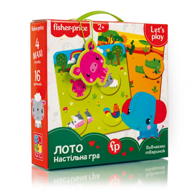 Гра настільна 'Fisher Price. Лото. Вивчаємо тварин' VT2910-01, 4 гральні поля