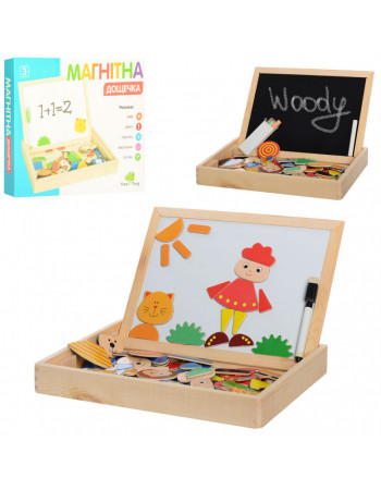 Развивающая деревянная доcточка MD 0693 с фигурами, мелом и маркером