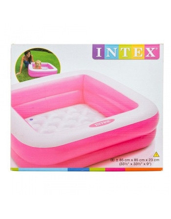 Детский бассейн Intex 57100 надувное дно, 85х85х23 см Розовый