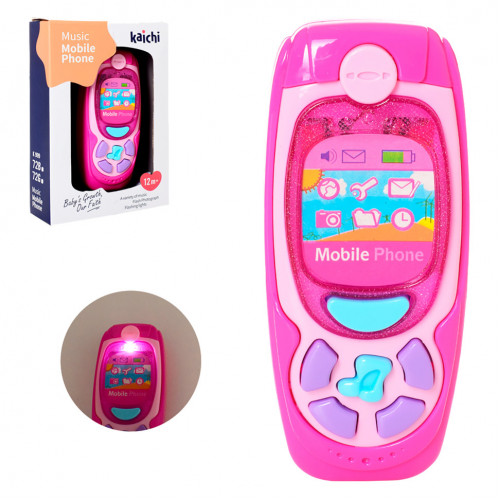 Музыкальный развивающий телефон KAICHI K999-72G/B со светом Розовый
