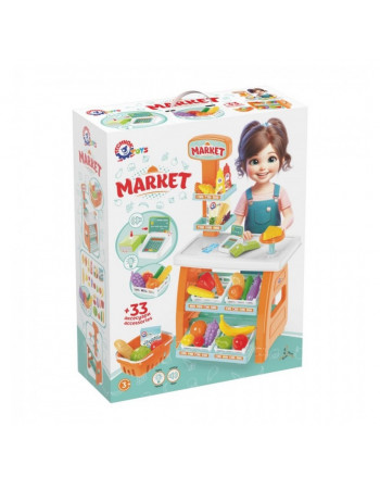 Игровой детский набор 'Маркет' 0730TXK прилавок с полками, корзина, разные продукты