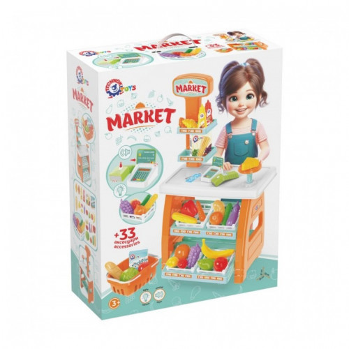 Игровой детский набор 'Маркет' 0730TXK прилавок с полками, корзина, разные продукты