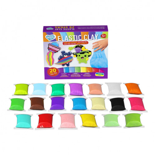 Набор для лепки с воздушным пластилином Elastic Clay 70140, 20 стиков