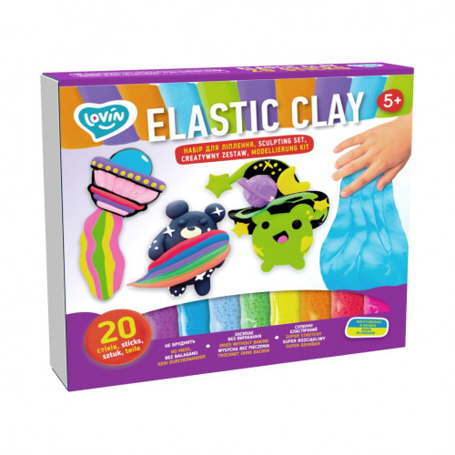 Набор для лепки с воздушным пластилином Elastic Clay 70140, 20 стиков