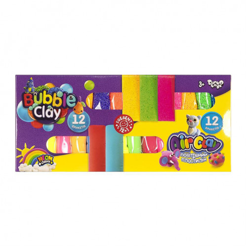 Комплект креативного творчества 'Air Clay+Bubble Clay' ARBB-02-01U неоновый цвет