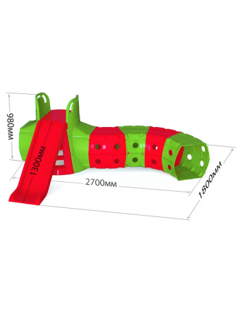 Дитяча Гірка з тунелем DOLONI-TOYS 01470 /, 3 різних кольори  (Червоно-зелена)