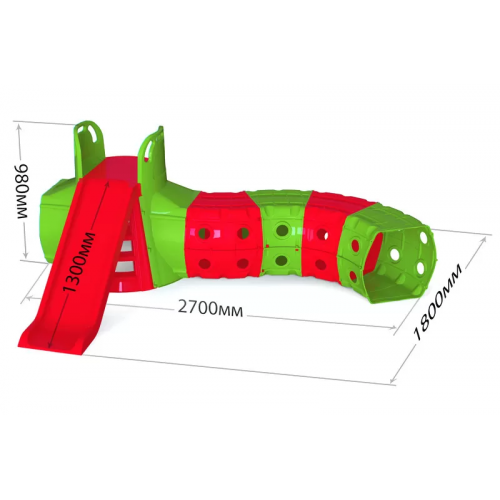 Дитяча Гірка з тунелем DOLONI-TOYS 01470 /, 3 різних кольори  (Червоно-зелена)