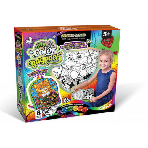 Комплект креативного творчества'My Color BagPack' CBP-01 рюкзак-раскраска Котик