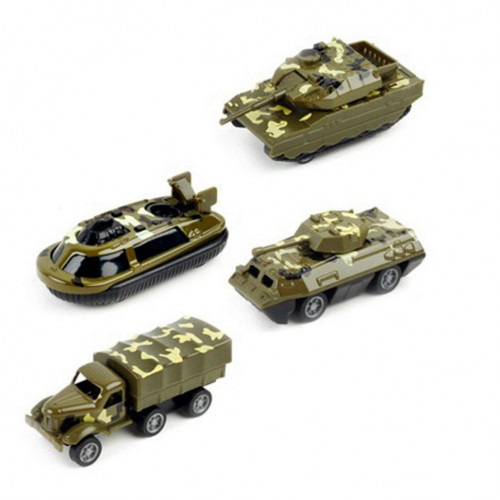 Набор военных машинок 1:64 3313-44 металл-пластик, 4 шт Зеленый