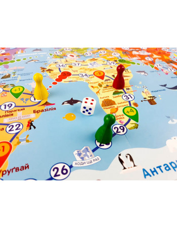 Детская настольная игра - ходилка 'Путешествуем по миру' 127914 на  укр. языке