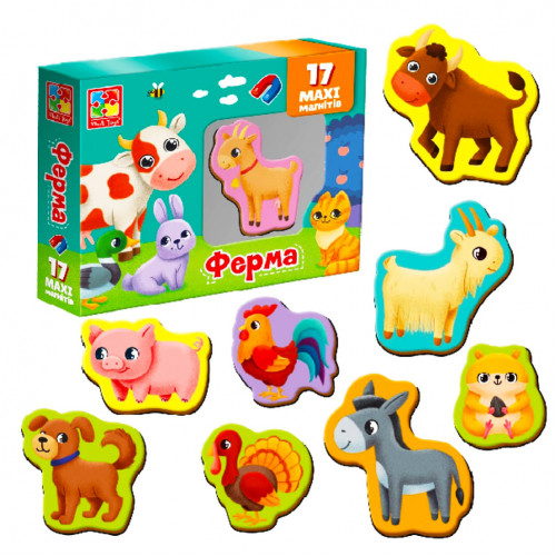 Набор магнитов MAXI 'Ферма' Vladi Toys VT3106-24, 17 шт