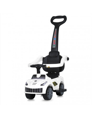 Детская каталка-толокар Racer M 5728L-1 белый, c родительской ручкой