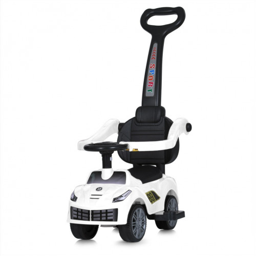 Детская каталка-толокар Racer M 5728L-1 белый, c родительской ручкой