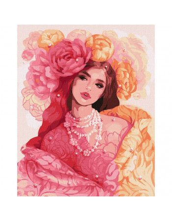 Картина по номерам 'Красавица и пионы' ©lesya_nedzelska_art KHO8329 40х50 см