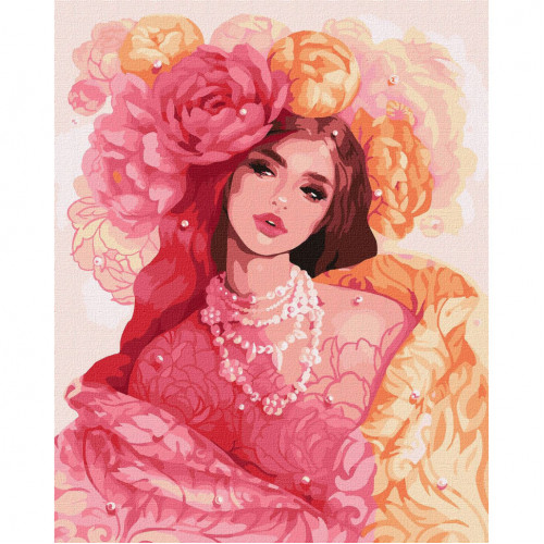 Картина по номерам 'Красавица и пионы' ©lesya_nedzelska_art KHO8329 40х50 см