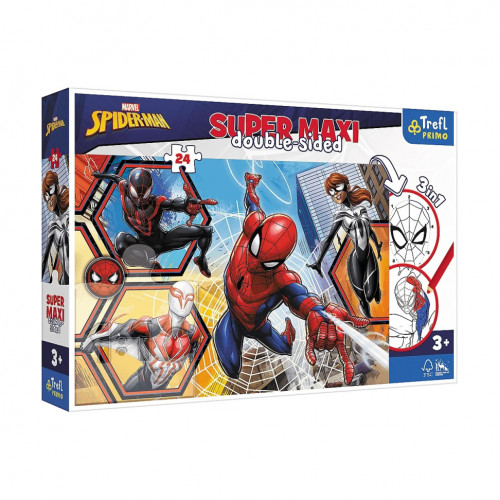 Детские пазлы SUPER МАХІ Marvel 'В атаку' Trefl 41006 24 элемента, с раскраской