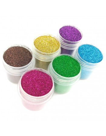 Набор глиттера для био-тату «№1 Большой» glitter-set-big-6x-2, 6 цветов по 12 мл