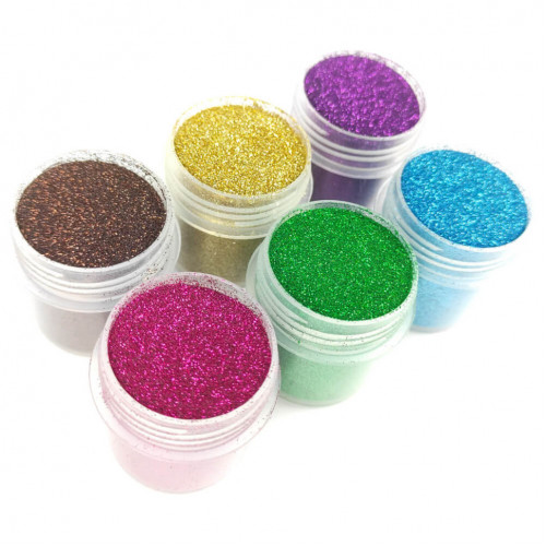Набор глиттера для био-тату «№1 Большой» glitter-set-big-6x-2, 6 цветов по 12 мл