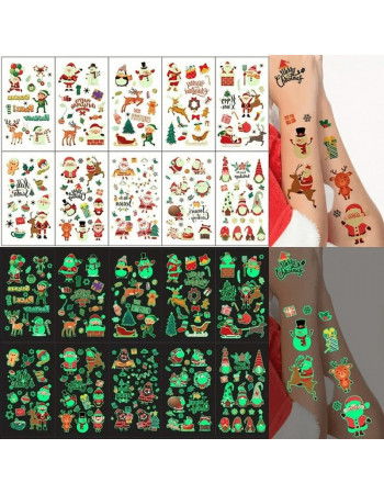Набор временных тату 'Рождество №2' kids-tatto-set10-2-christmass, светящиеся 12 х 7 см