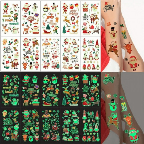 Набор временных тату 'Рождество №2' kids-tatto-set10-2-christmass, светящиеся 12 х 7 см