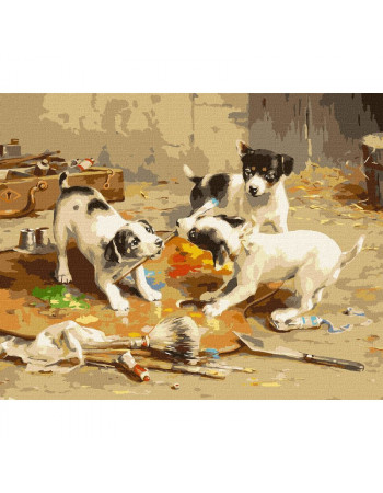 Картина по номерам 'Маленькие художники' ©Carl Reichert Идейка KHO4357 40х50 см