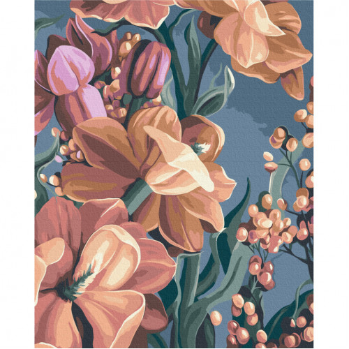 Картина по номерам 'Стилизованная матиола. Диптих 2' © Yana Biluhina Brushme BS53926 40x50 см