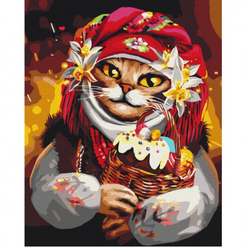 Картина по номерам 'Пасхальная кошка' © Марианна Пащук BS53428  Brushme 40х50 см