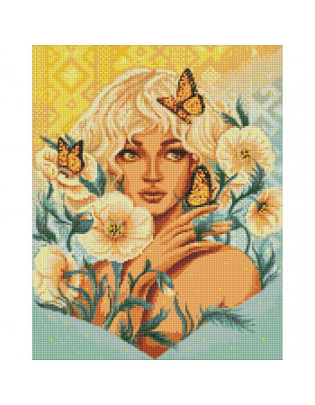 Алмазная мозаика 'Девушка с бабочками' ©pollypop92 AMO7597 40х50 см Идейка